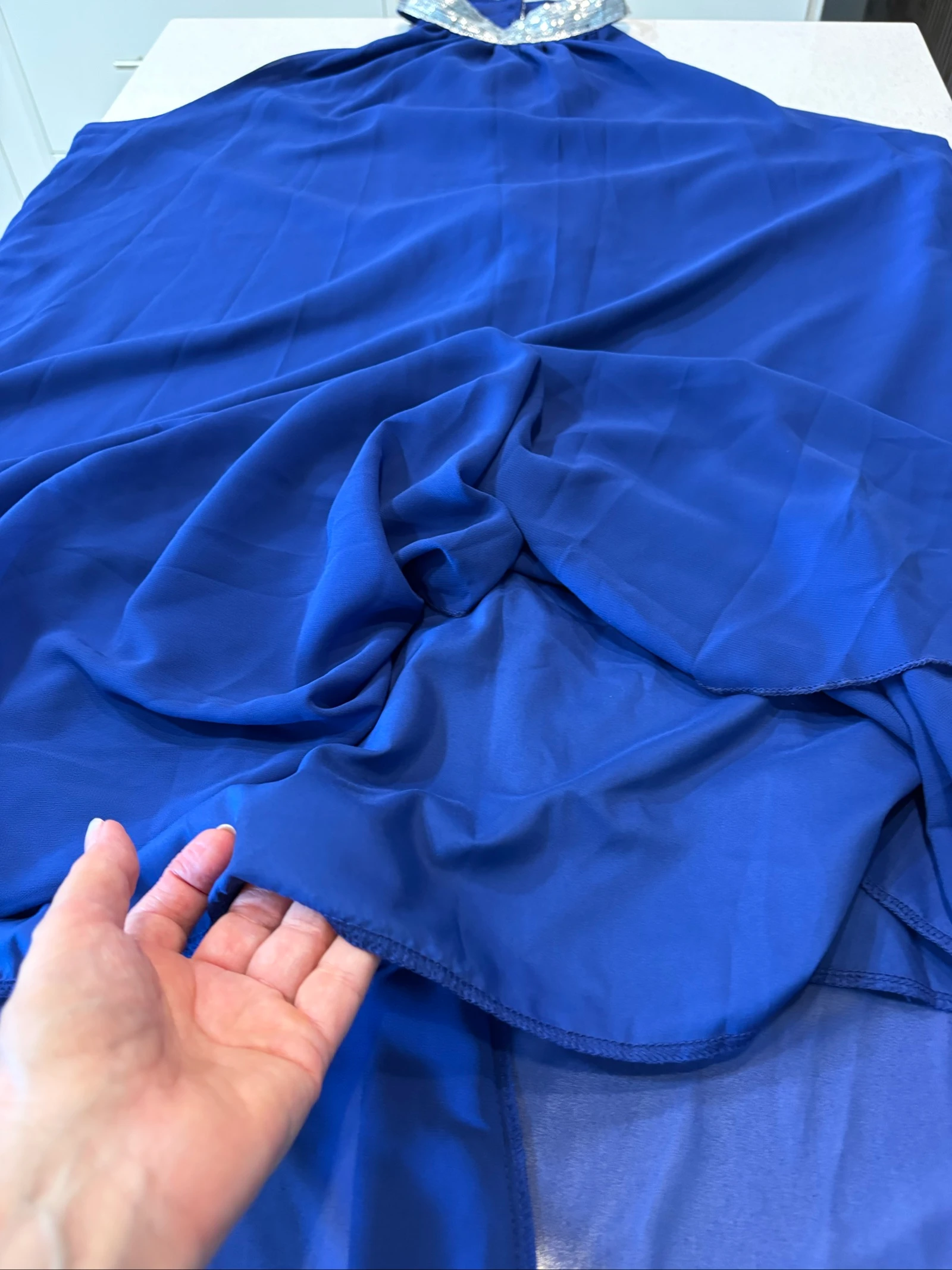 Fluid royal blue sequin long dress – 3XL – photo 11